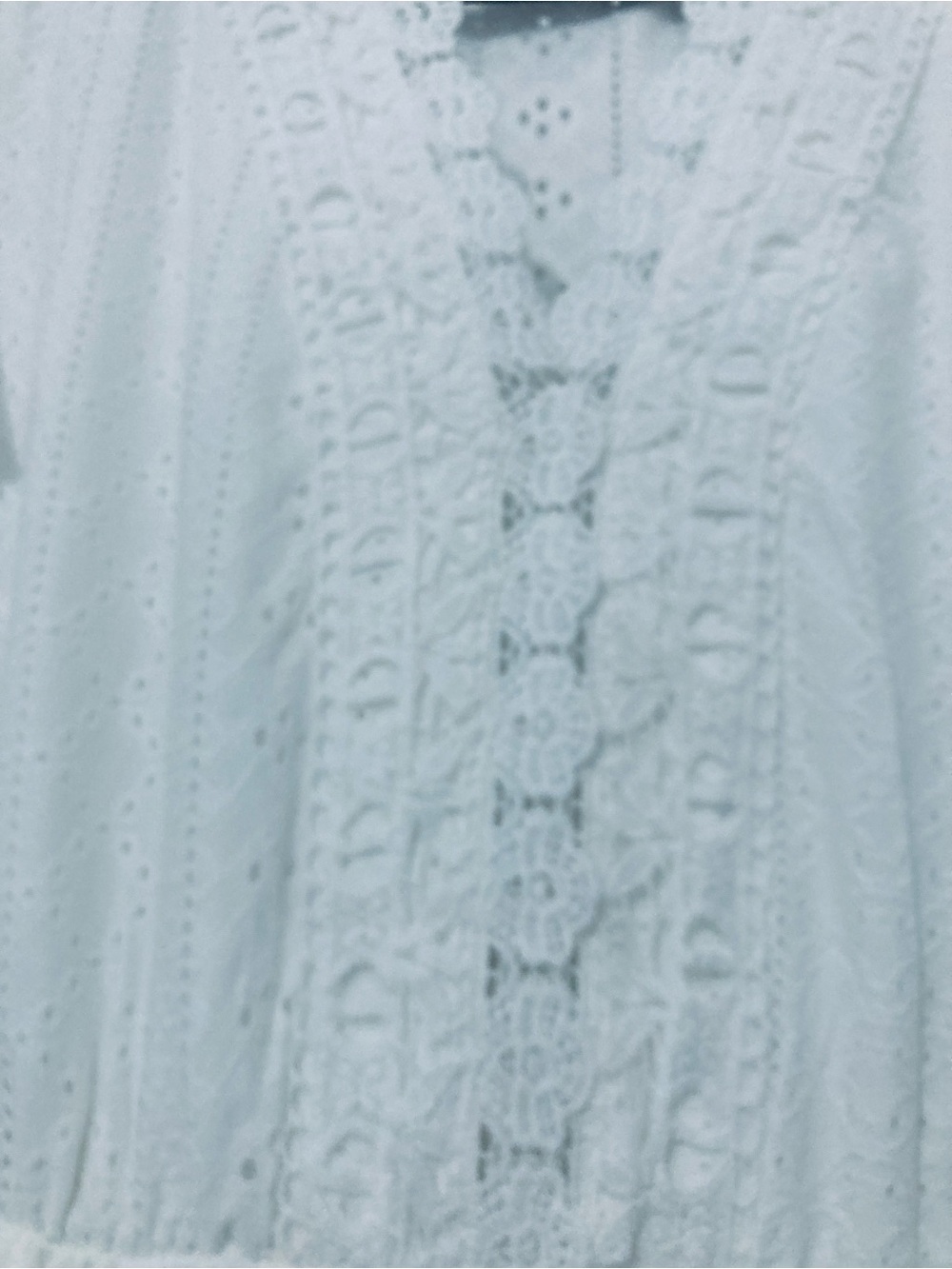 Women’s White Eyelet Midi Dress with Ruffle Sleeves - Picture 10 of 11